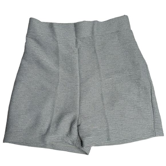 NWT Rumer Rosa High Rise Glittery Ribbed Lined Shorts M Seafoam Grey Blue